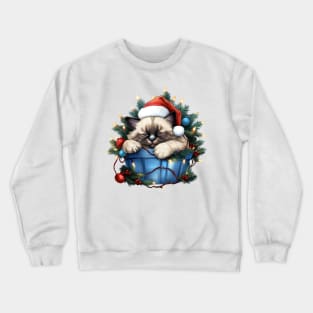 Lazy Siamese Cat At Christmas Crewneck Sweatshirt